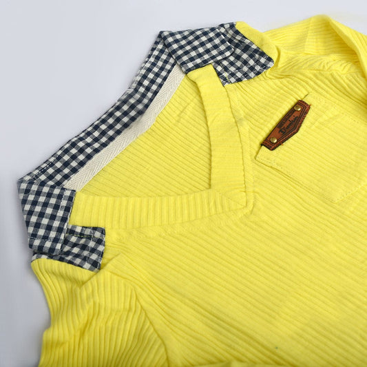 HJBZ CONTRAST CHECKERED FASHION KIDS TEE SHIRT (1 TO 5 YEAR)