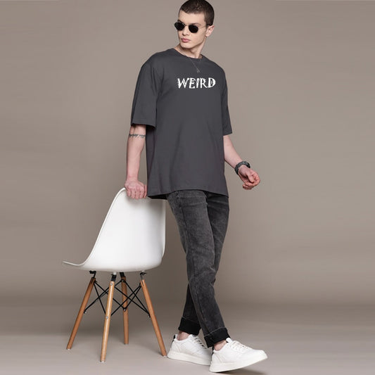 Jupiter Men's Oversized Off Shoulder Weird Print Tee Shirt