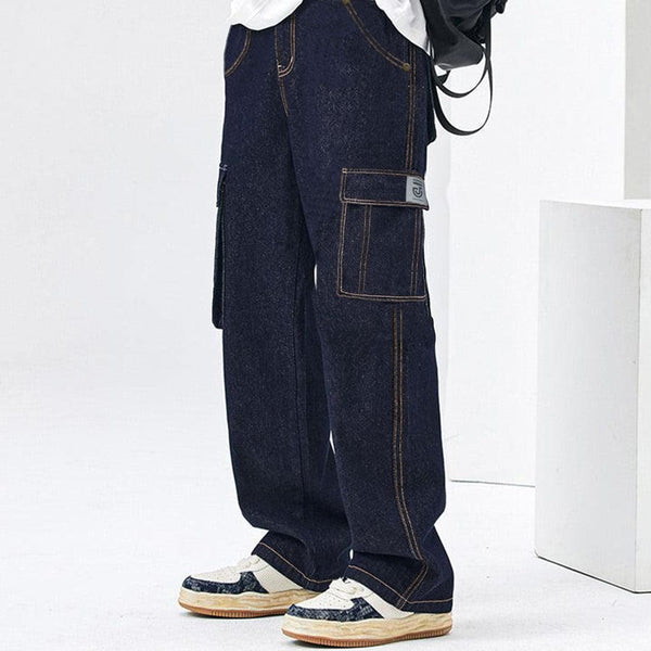Jupiter Gold Stitch Cargo Pockets Denim Pant