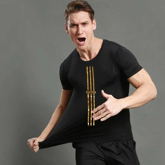 Jupiter High Gloss 3 Stripe 4 Way Stretch Compression Dry Fit Tee