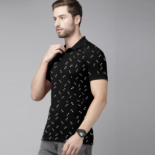 Jupiter Arrow pattern all over print cotton polos