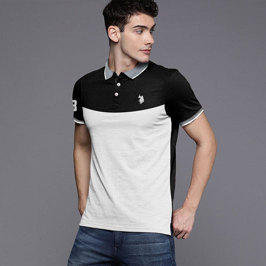Prime Logo Curve Block Men Cotton Polo