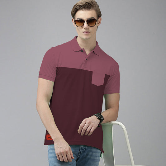 Jupiter Front Pocket Color Block Men Oversized Cotton Polo