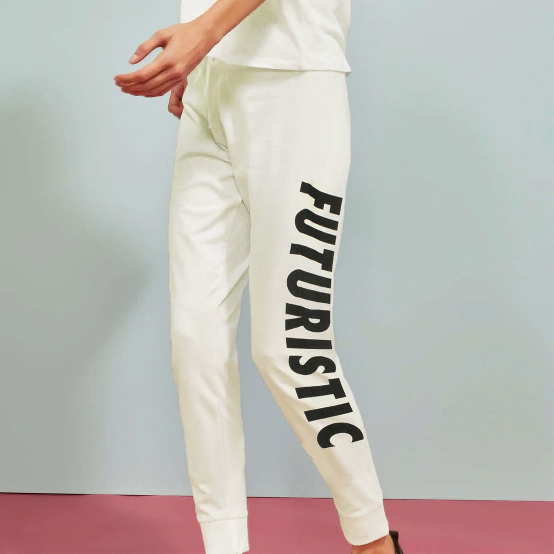 Women Futuristic Cream JOGER PANTS (W28 TO 36)