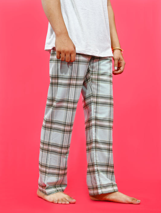 Unisex Checked Loungewear Comfy Soft Hunter Green Cotton Trouser