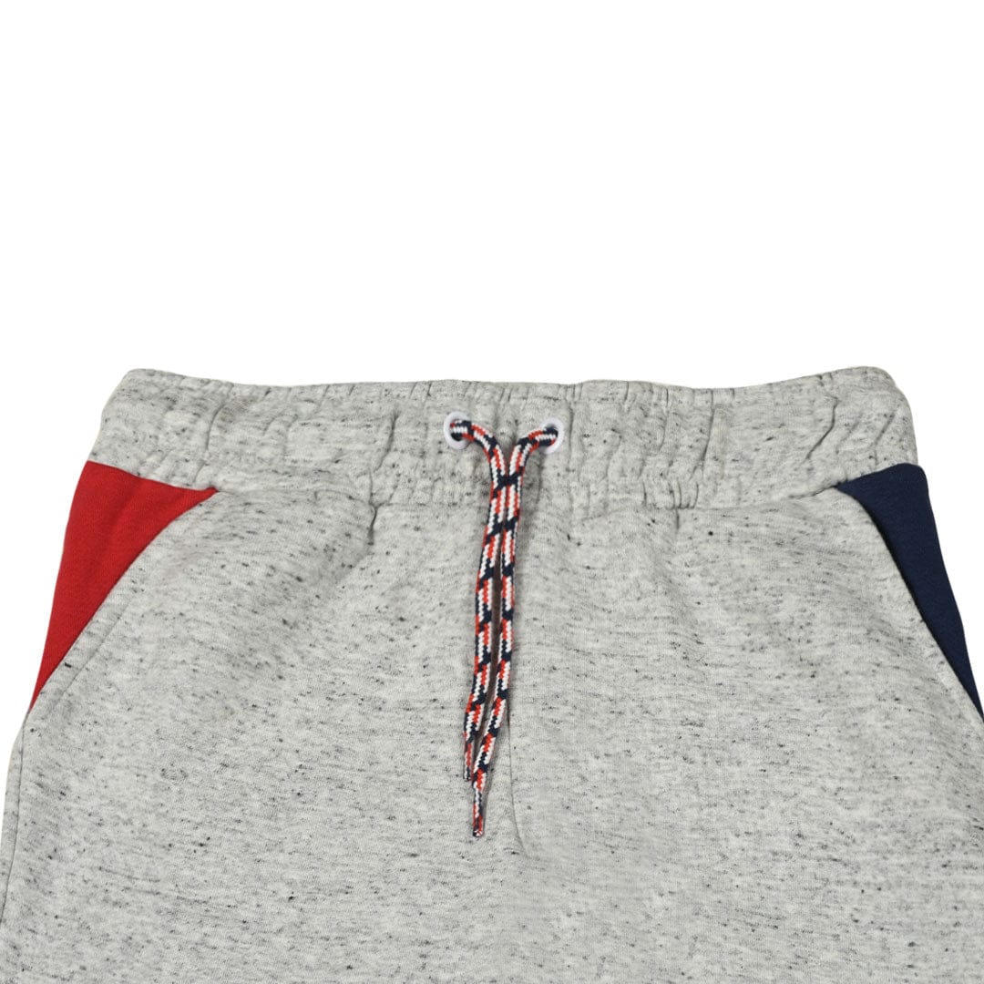 Boys Color Block Slub Grey Trouser