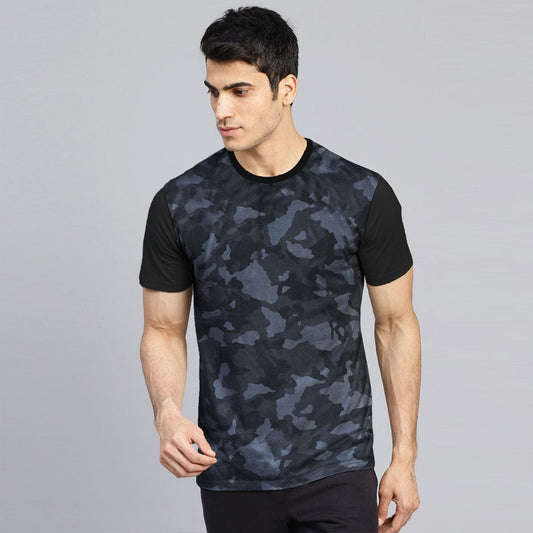 Moisture Wicking Cool Max Night Camo Contrast Sleeves Tee Shirt