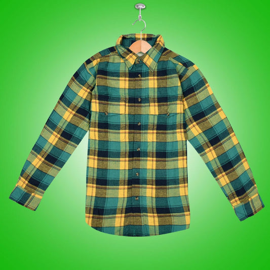 Women Flannel Yellow Checkered Daily Wear Shirt