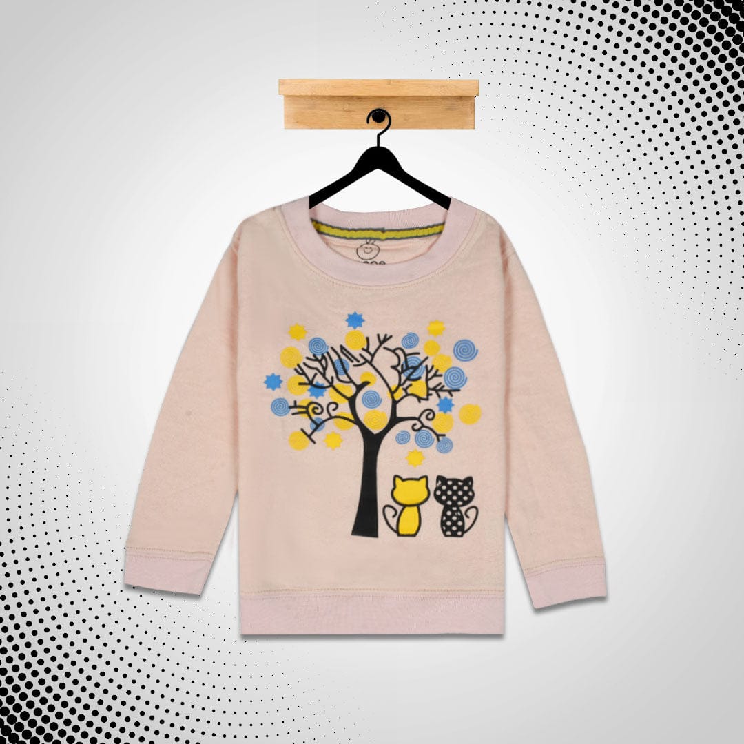 kid's Kitty Tree Printed SweatShirt with Minor Fault