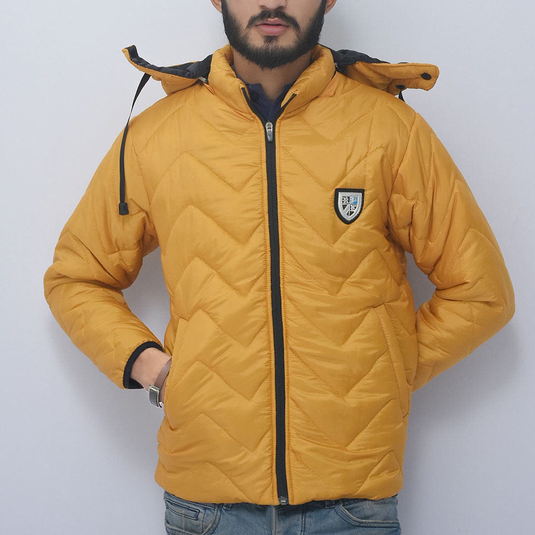 Men Detachable Hood Solid Puffer Jacket