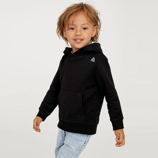 INTERLOCK FRONT  Logo Black Kids HOODIE