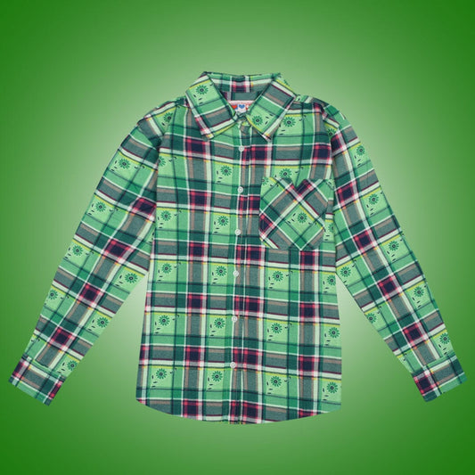 Women Flannel Printed  Green Flower  Daily Wear Shirt