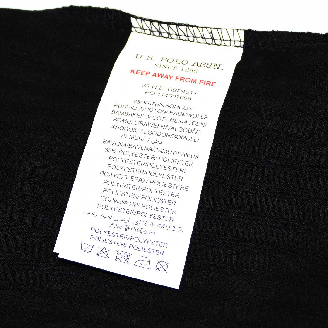 Textured Fabric Black Elite Cotton Polo For Men