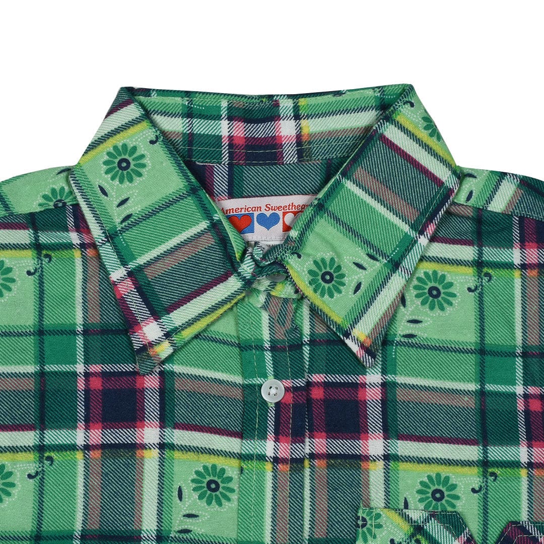 Women Flannel Printed  Green Flower  Daily Wear Shirt