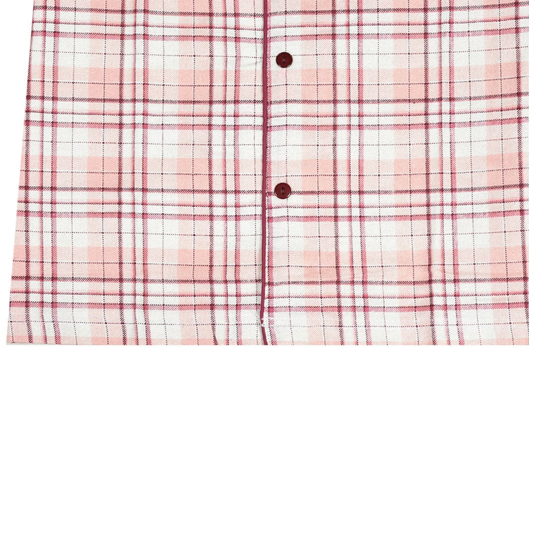 Women's Oxford Check Night Wear Light Pink Suit