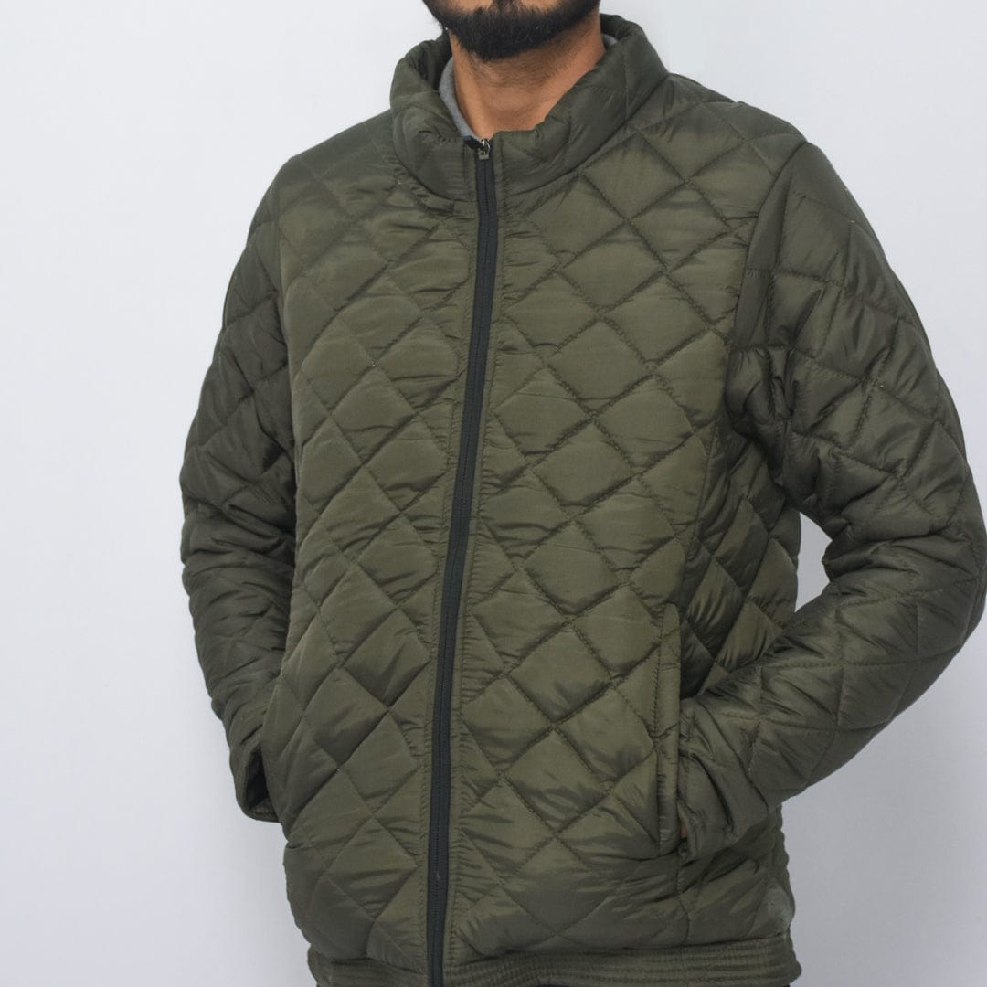 Jupiter Cross Box Stich Pattern Zip through Puffer Jacket