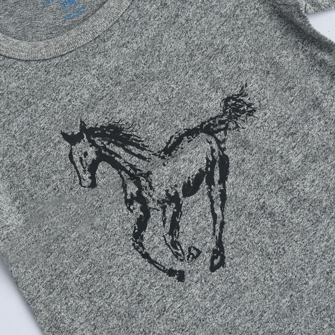 Long Sleeves Crew Neck Horse Print Kids Tee (1 TO 6 YEARS)