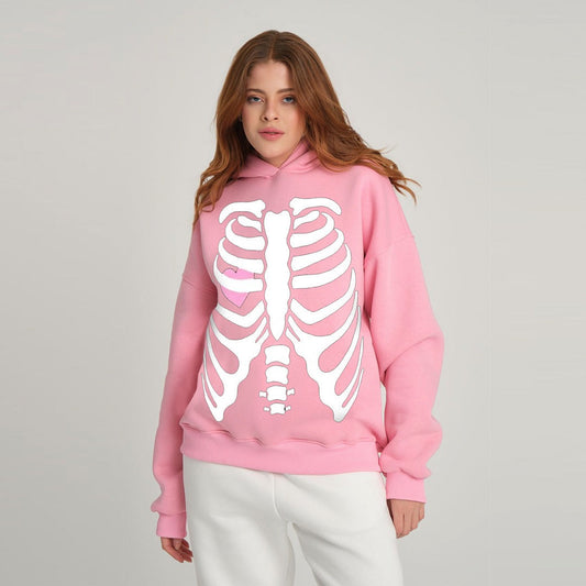 Jupiter Hotep Oversized Skull & Heart Printed Hoodie