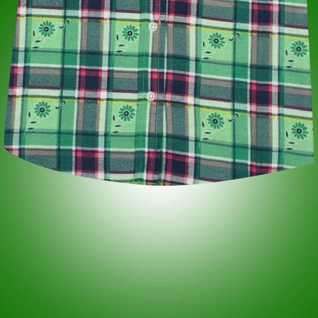 Women Flannel Printed  Green Flower  Daily Wear Shirt