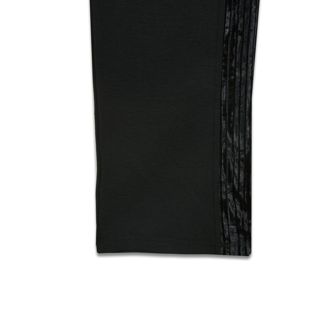 Women Velvet Panel Side Stripe Black Trouser (W-32 TO W-38)