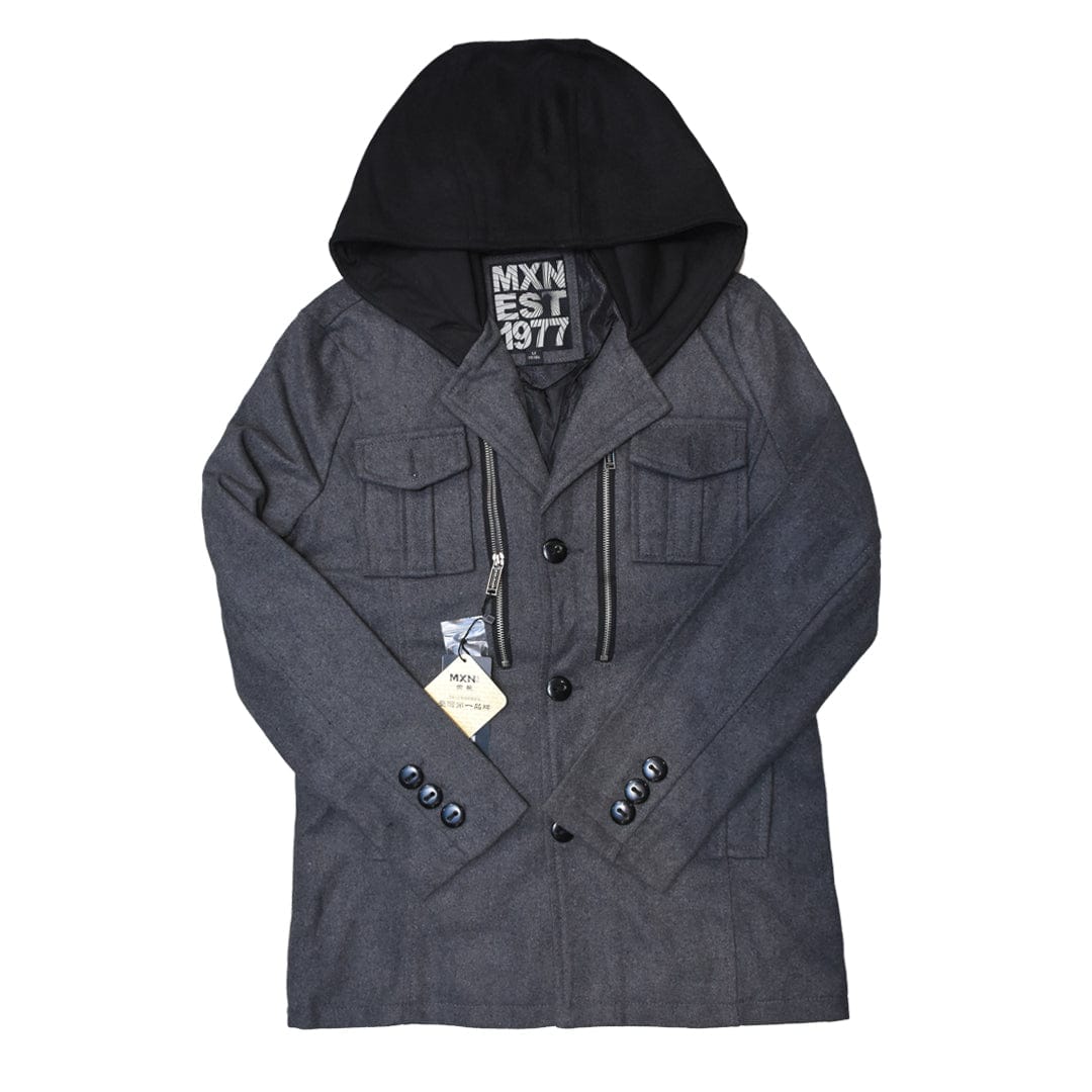 Men’s hooded woollen thickened warm long coat