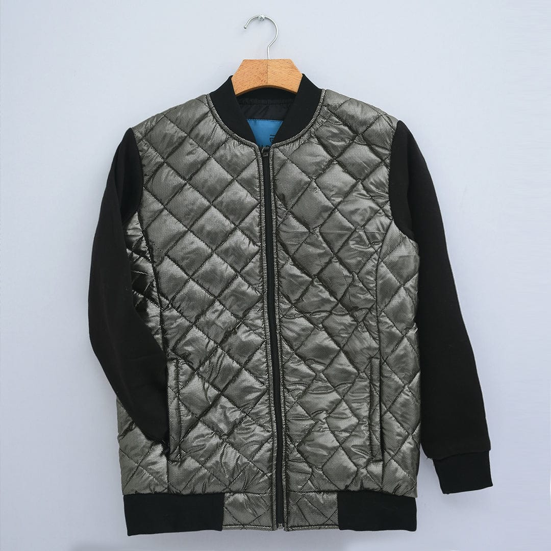 JUPITER METALLIC DISTINCT SLEEVES PUFFER BOMBER JACKET