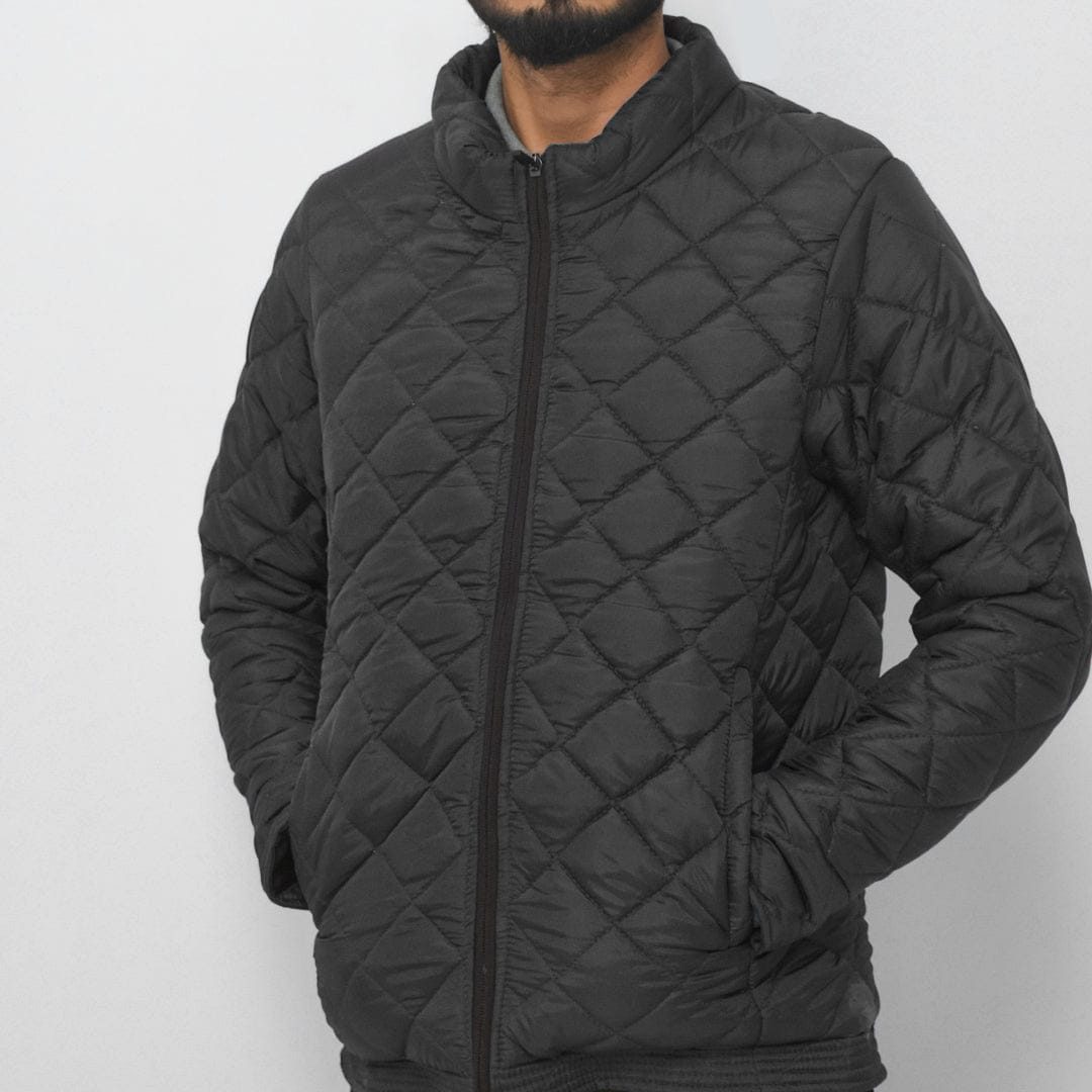 Jupiter Cross Box Stich Pattern Zip through Puffer Jacket