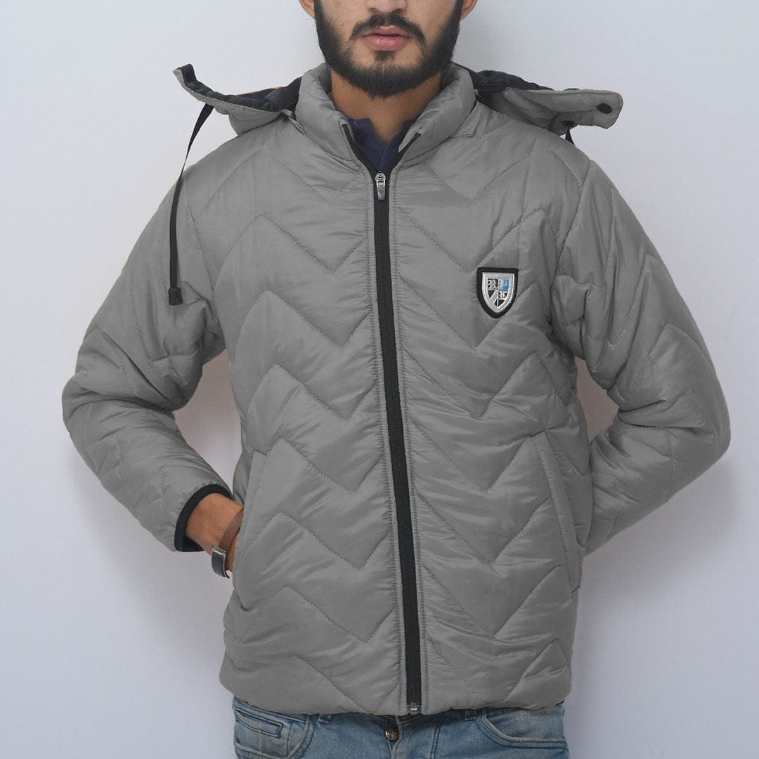 Men Detachable Hood Solid Puffer Jacket