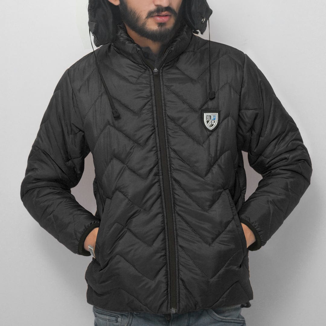 Men Detachable Hood Solid Puffer Jacket