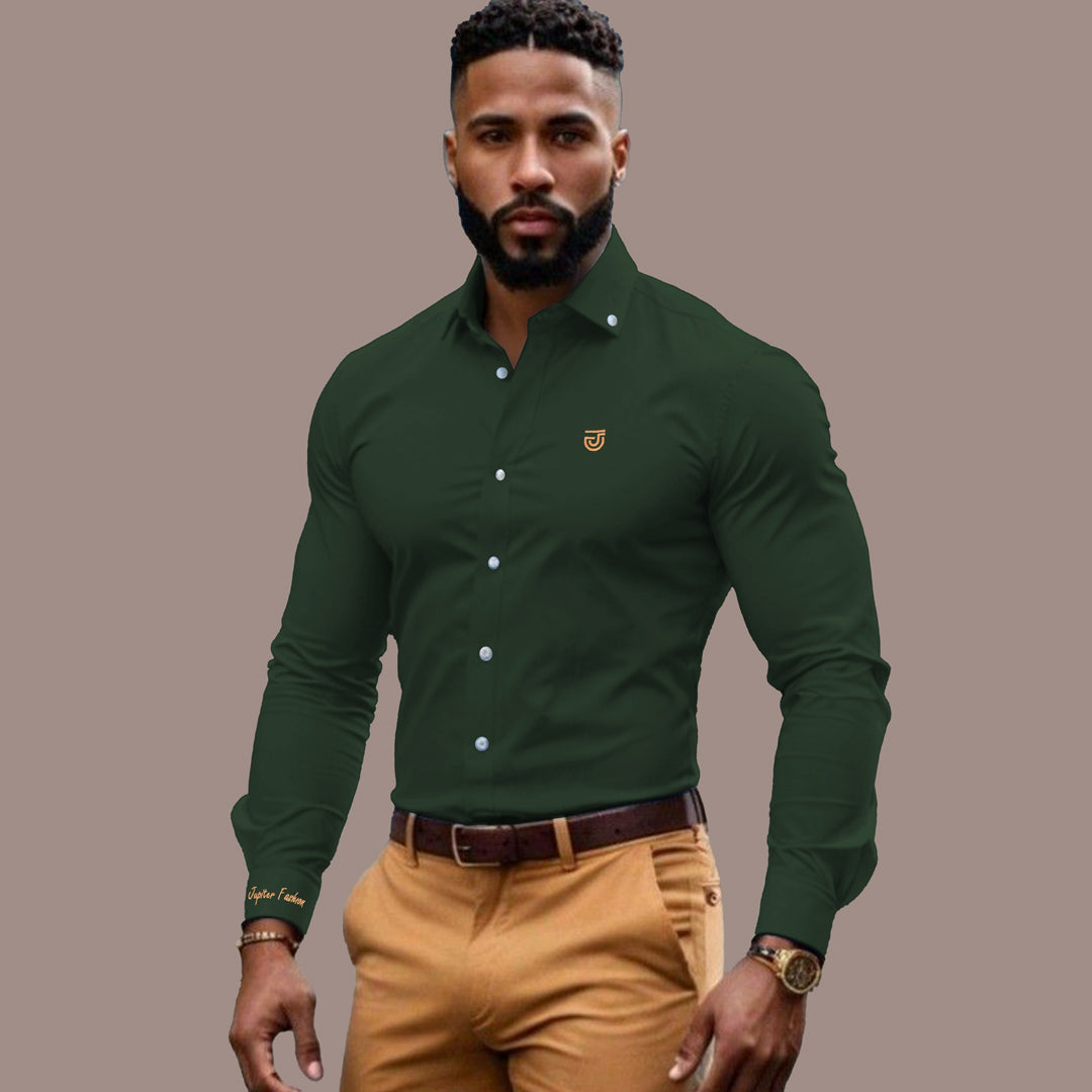 Jupiter Ceremonial Classic Button Down Solid Cotton Casual Shirts For Men