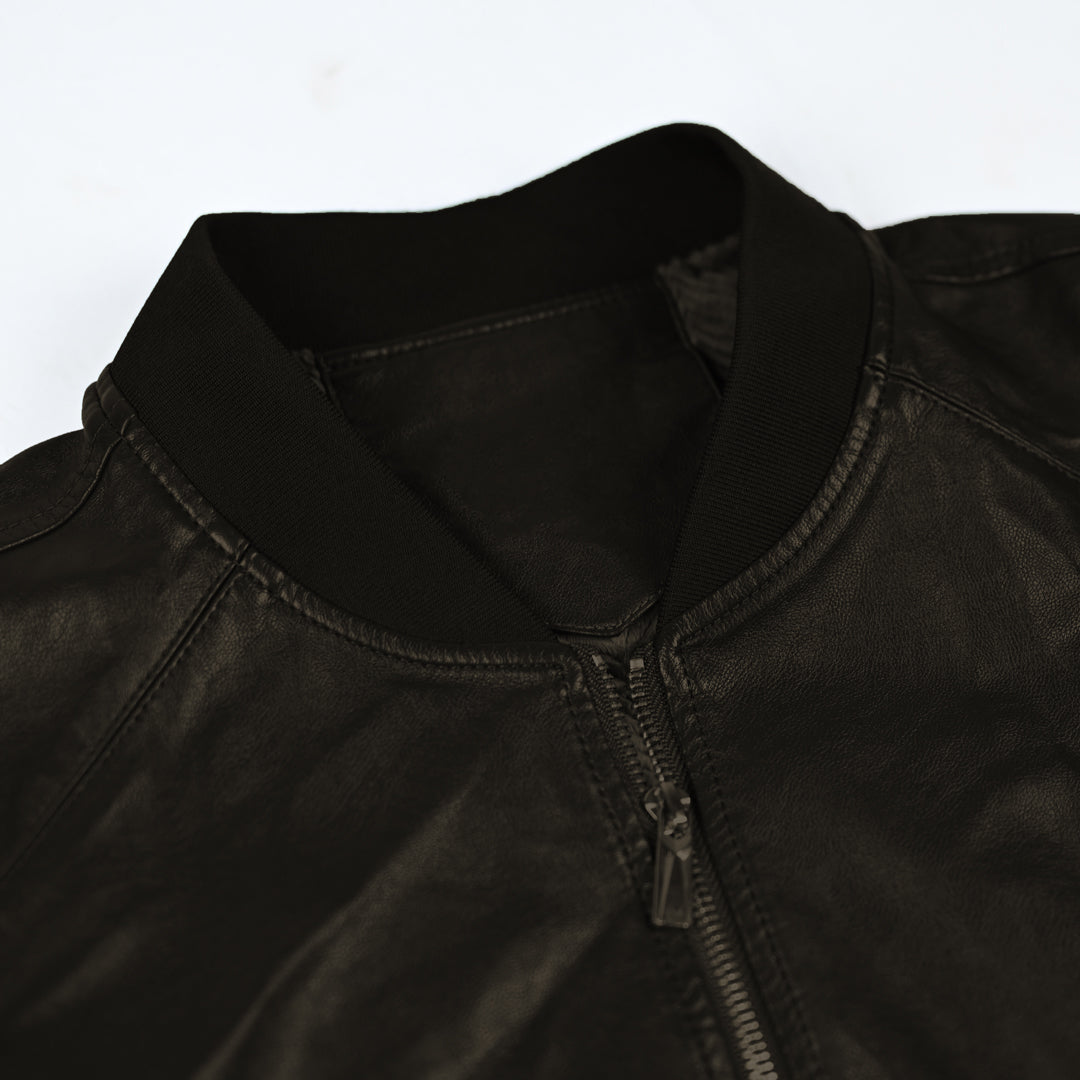 Imported Luxe Pu Leather Inside Velvet Lining Bomber Jacket