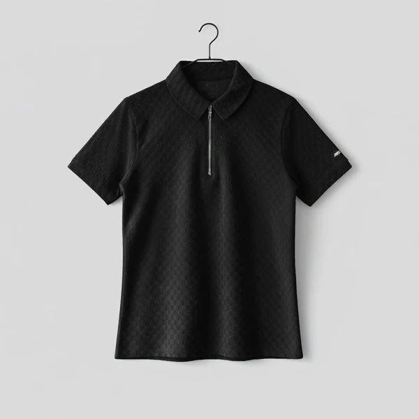 Jupiter Imported Textured Fabric Zip Neck Polos For Men