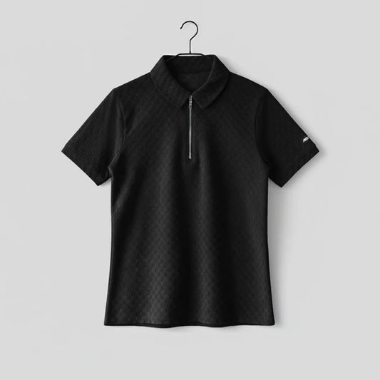 Jupiter Imported Textured Fabric Zip Neck Polos For Men
