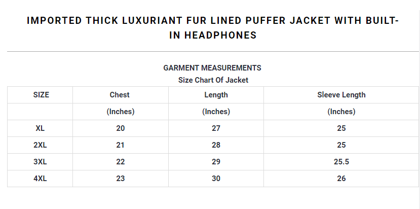 IMPORTED THICK LUXURIANT FUR LINED PUFFER JACKET WITH BUILT-IN HEADPHONES