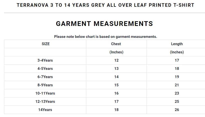 Kids 3 to 14 Years Grey All Over Leaf Printed T-Shirt