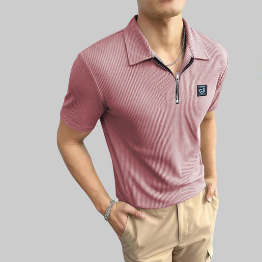 Jupiter Aestival Zip Neck Self Weave  Premium Polo For Men