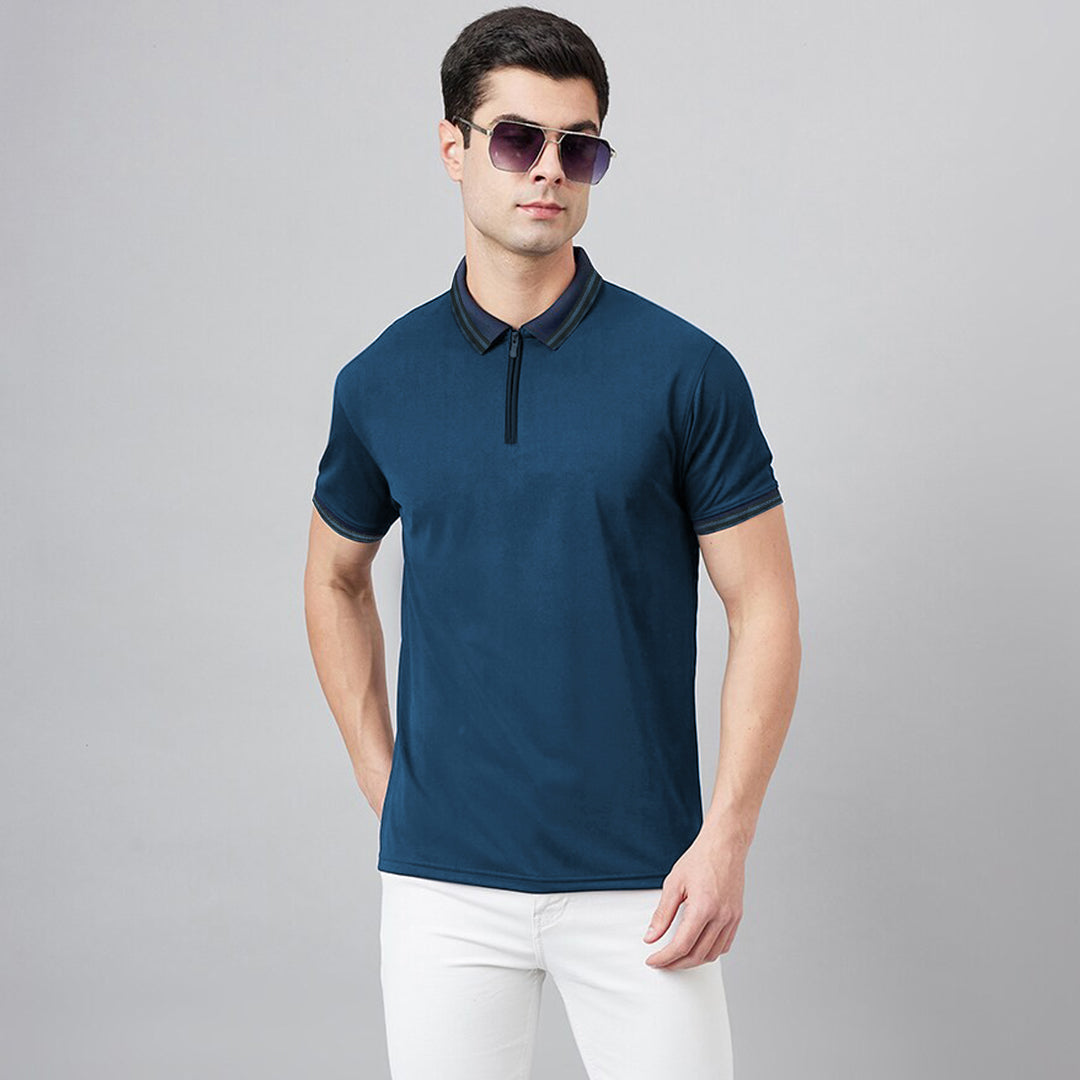 Jupiter Zip Neck Premium Workout Dry Fit Polo For Men