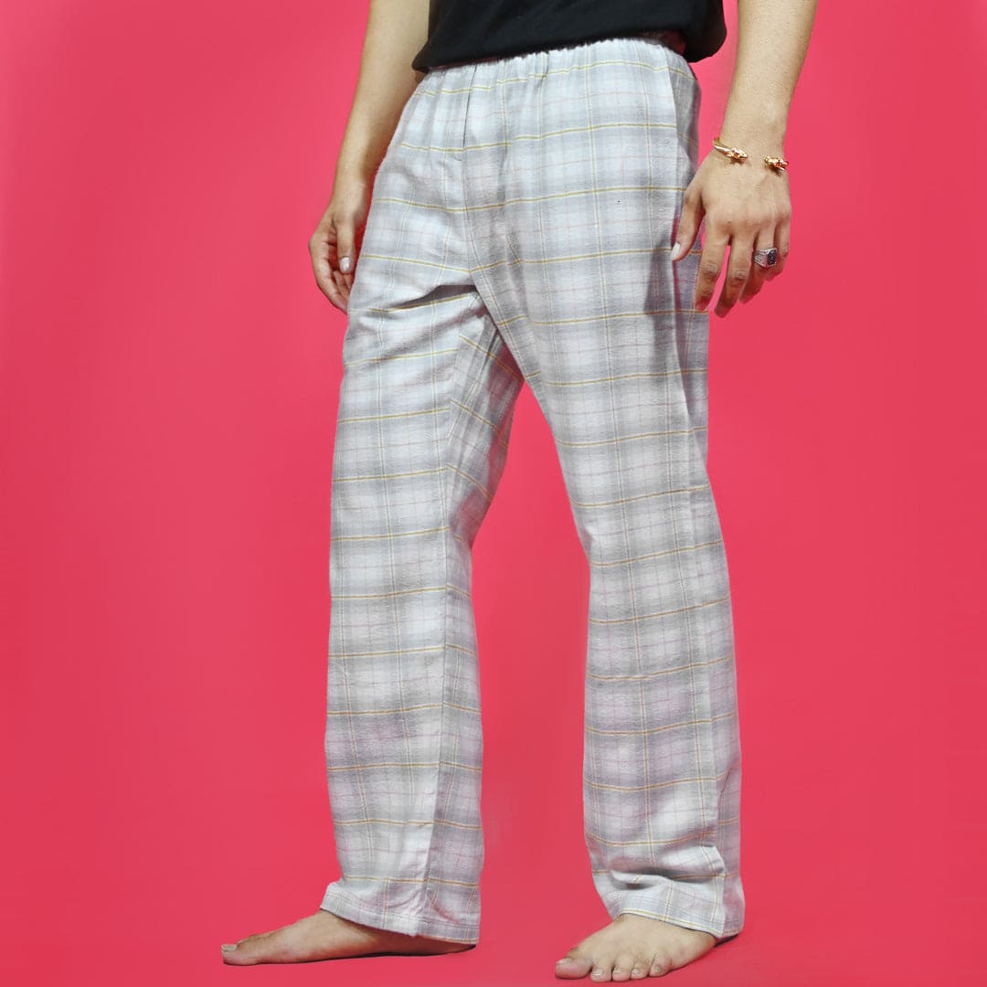 Unisex Checked Loungewear Comfy Soft Light Green Cotton Trouser