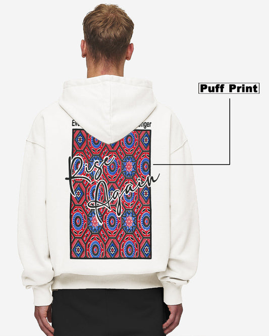 Jupiter Heavy Gsm Rise Again Puff Printed Off White Hoodie