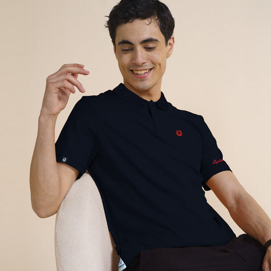 Jupiter Textured Collar Prime Embroidered Logo Viscosen Soft Cotton Polo For Men