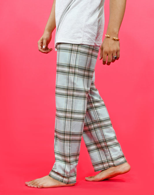 Unisex Checked Loungewear Comfy Soft Hunter Green Cotton Trouser