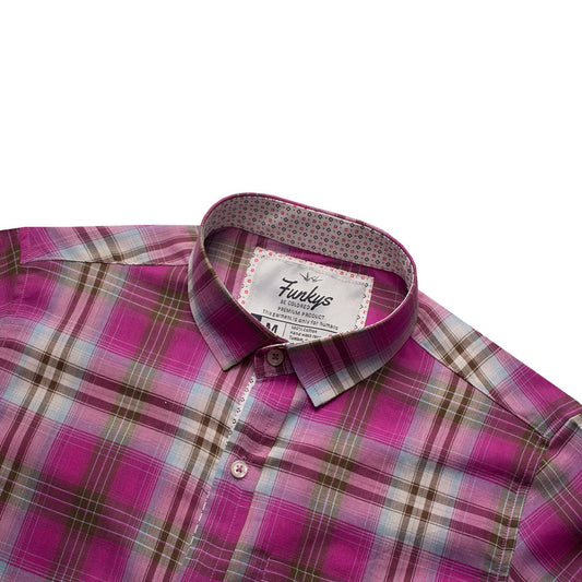 Funkys Pink Checkered Casual Shirt