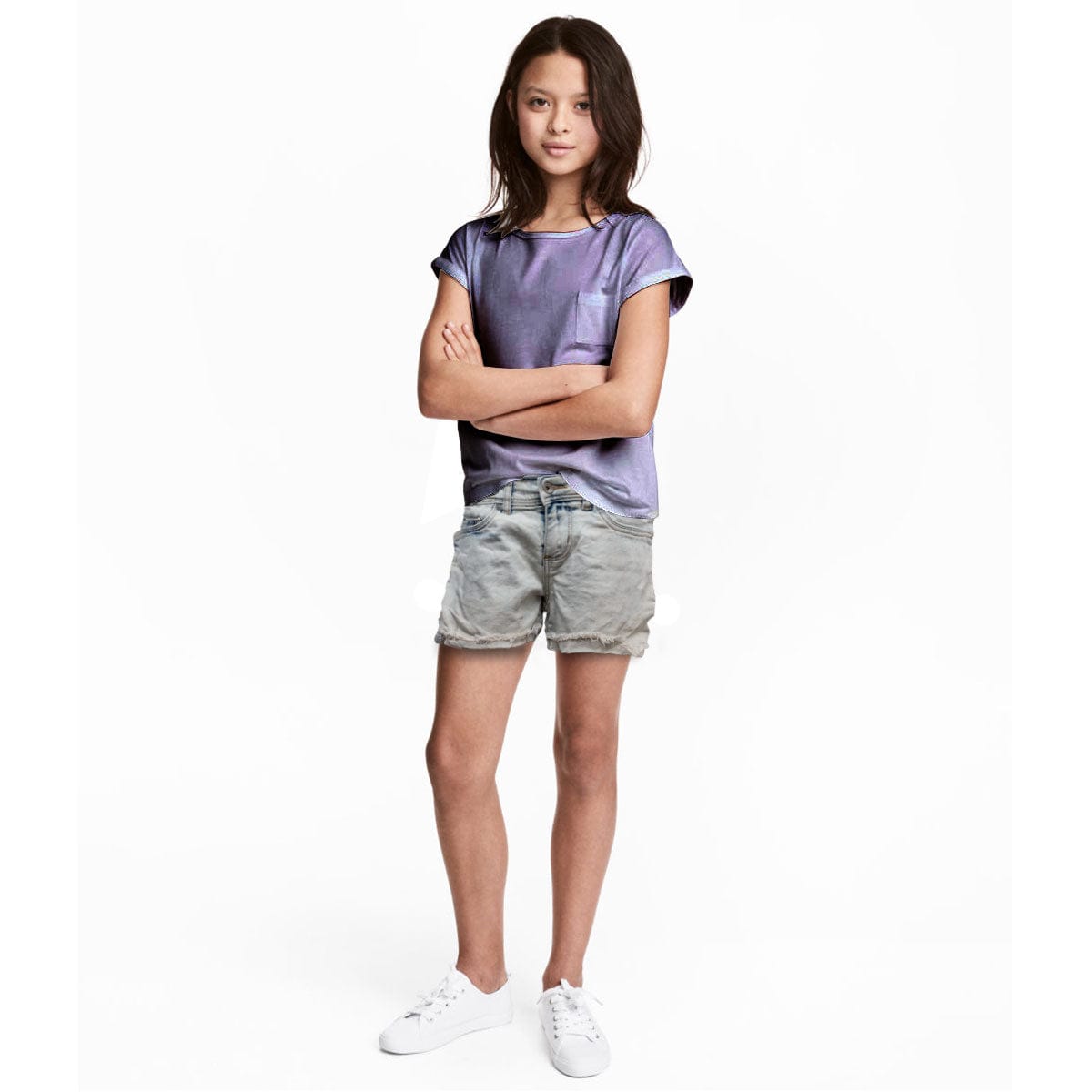 Girls Creeks  Ash White Shorts - Deeds.pk