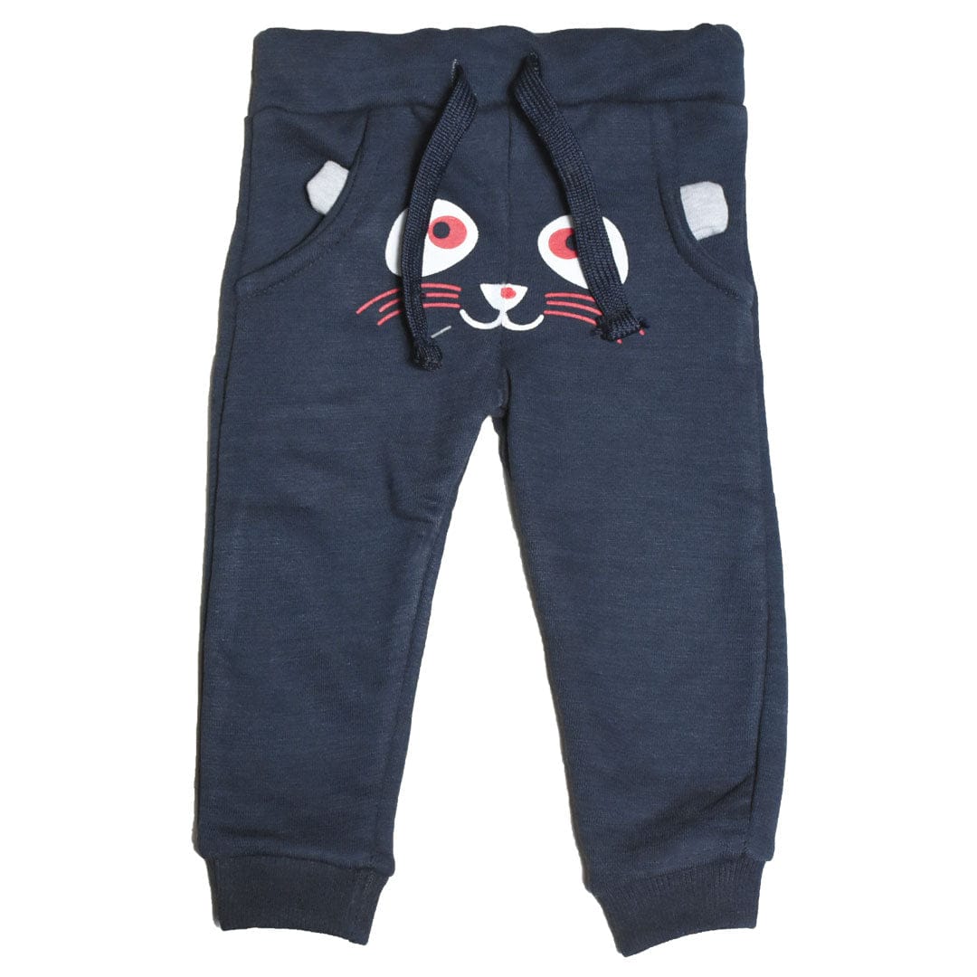 Kids Unisex Front Printed Terry Trousers ( 1 Year To 4 Years )