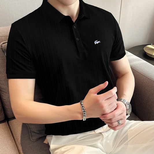 Textured Fabric Pro Fit Premium Logo Cotton Polo For Men