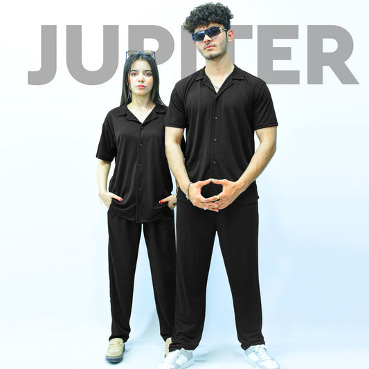 Jupiter Celebrity Unisex French Pique Black Coord Set