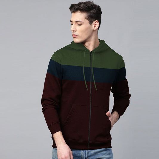 Jupiter Sterling Color Block Zip Up Unisex Hoodie