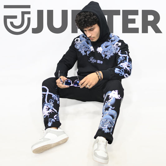 Jupiter Oversized Ember Dragon X Ryujin Vougue Fleece Trackpair For Unisex