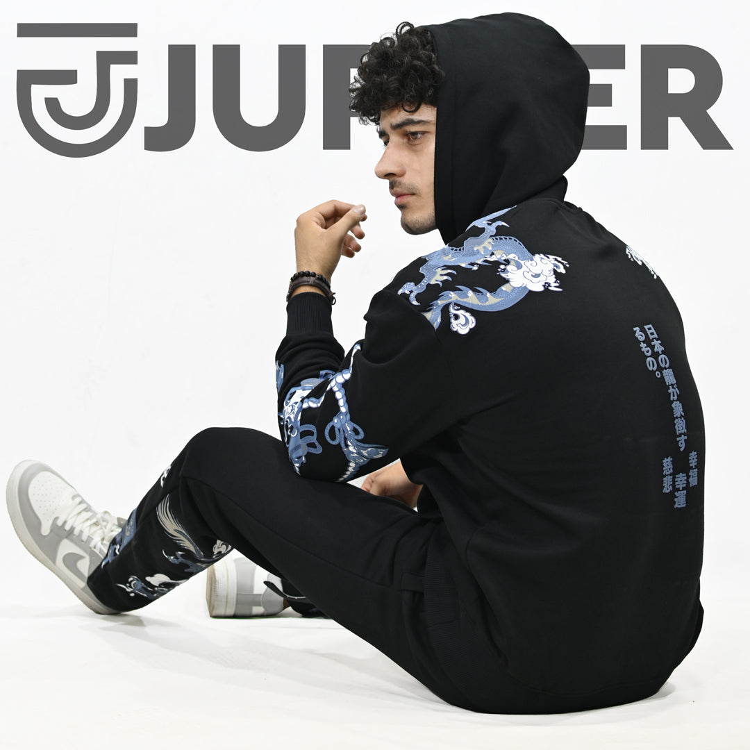 Jupiter Oversized Ember Dragon X Ryujin Vougue Fleece Trackpair For Unisex