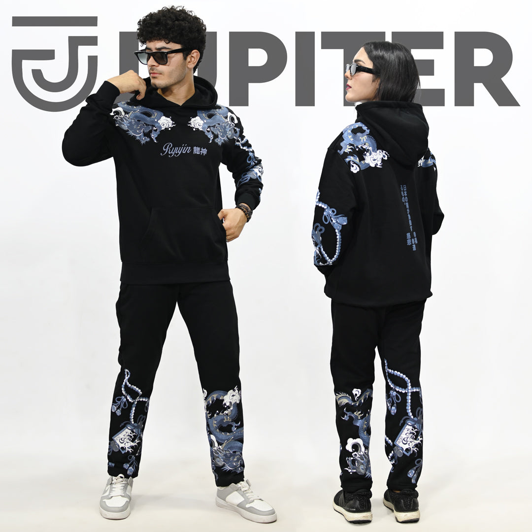 Jupiter Oversized Ember Dragon X Ryujin Vougue Fleece Trackpair For Unisex